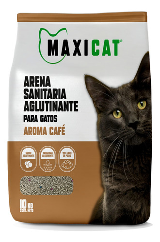 Maxi Cat Arena Sanitaria Aglutinante Con Aroma Café 10 Kg